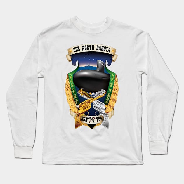 USS North Dakota Crest Long Sleeve T-Shirt by Spacestuffplus